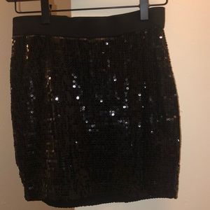 Black sequin mini skirt